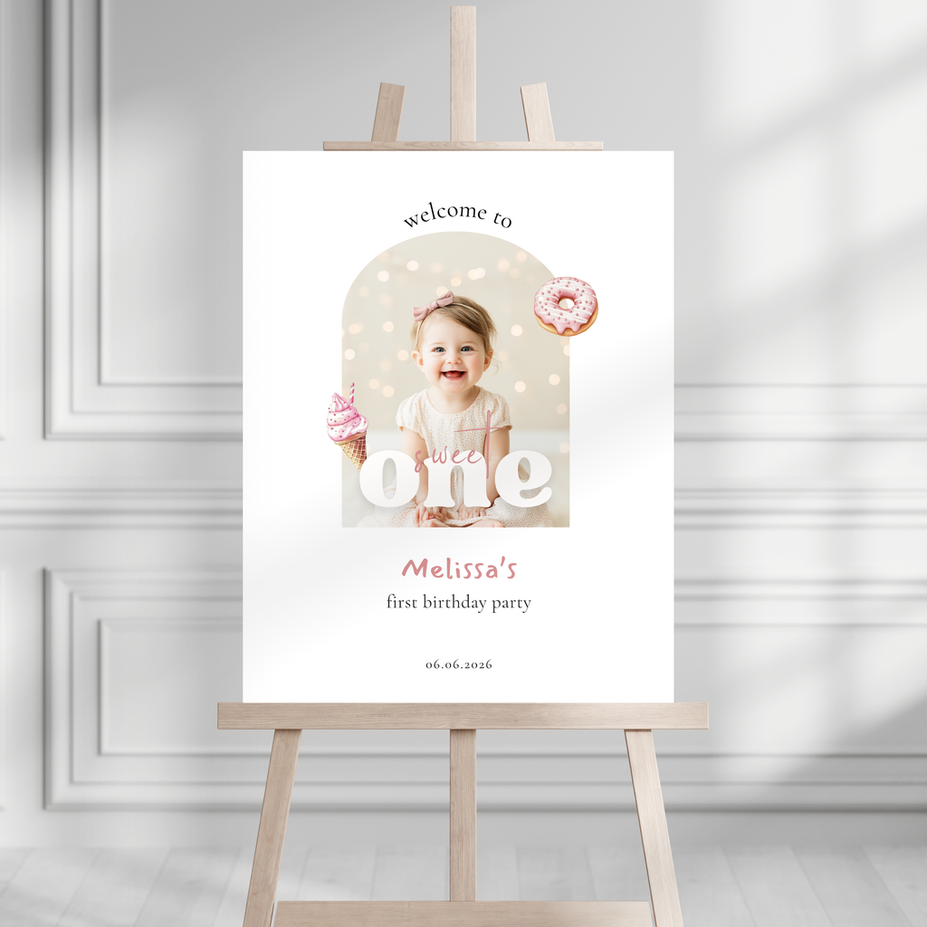 Photo Sweet One Birthday Welcome Sign Girls