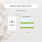 What you get: thank you tag template in 2 x 3.5 inch and a printable 8.5 x 11 inch sheet, editable in Canva