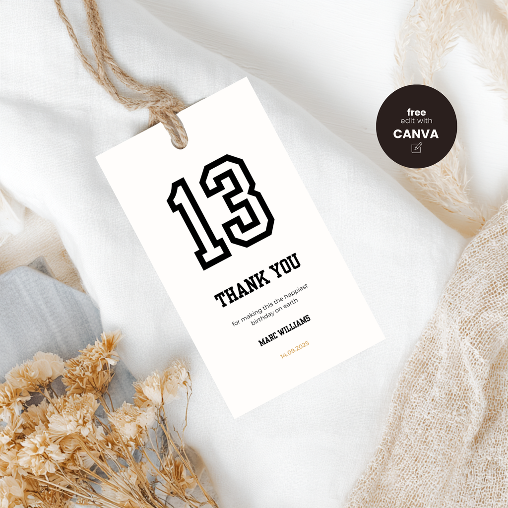 Minimal Sports Thank You Birthday Gift Tag