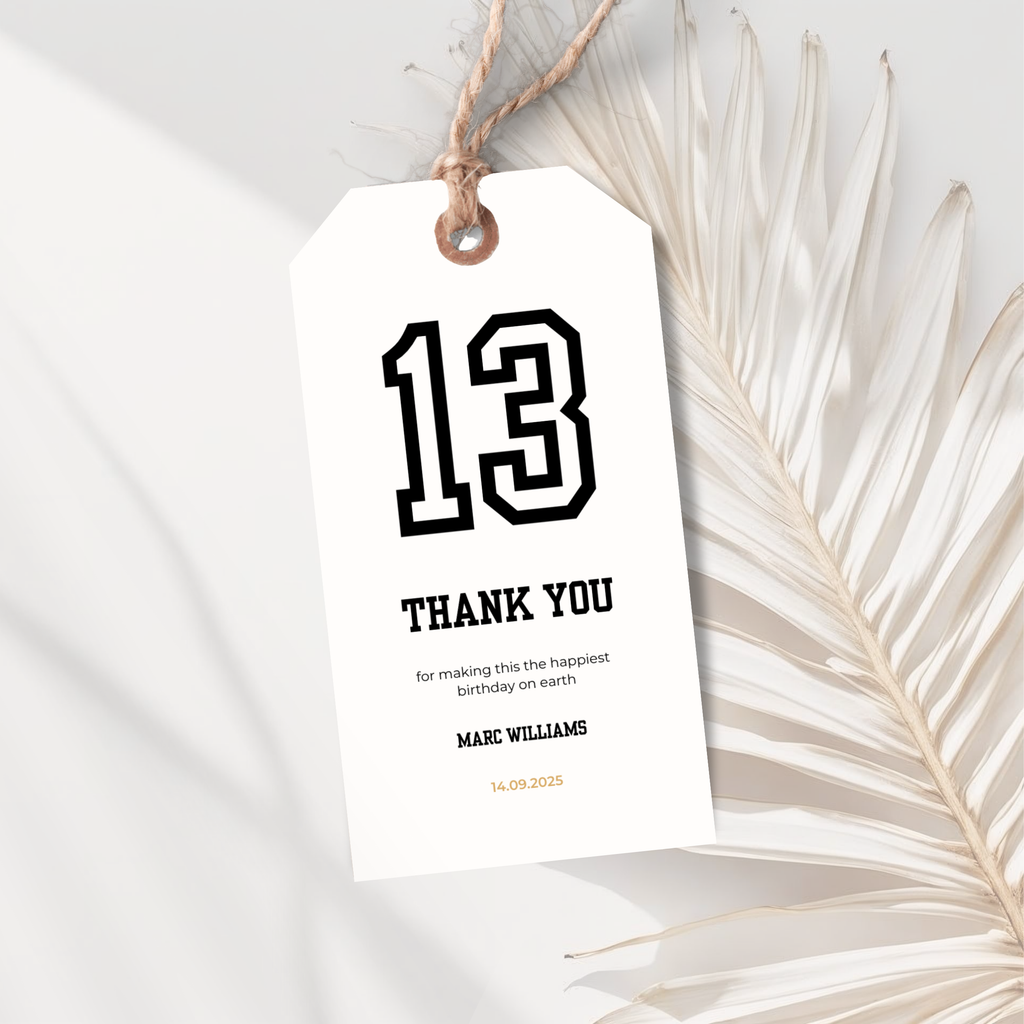 Minimal Sports Thank You Birthday Gift Tag