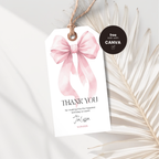 Pink Bow Thank You Gift Tag Girls