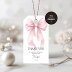 Pink Bow Thank You Gift Tag Girls