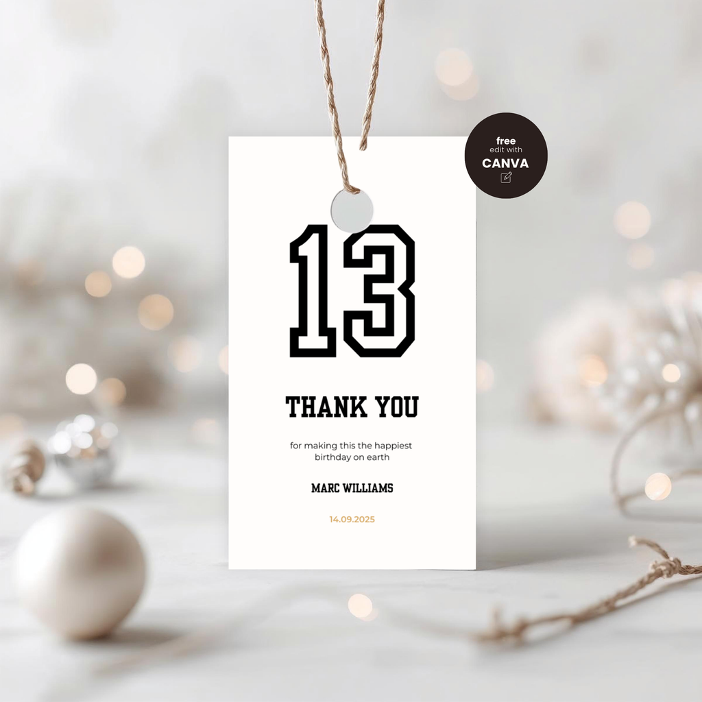 Minimal Sports Thank You Birthday Gift Tag