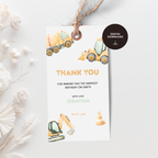 Construction Thank You Birthday Gift Tag