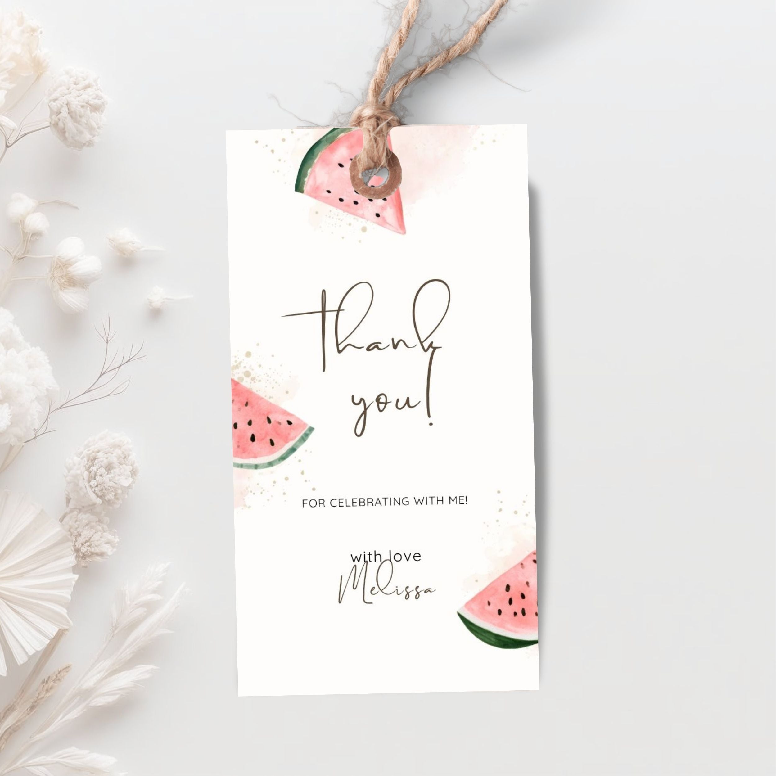 Watermelon Birthday Thank You Favor Tag