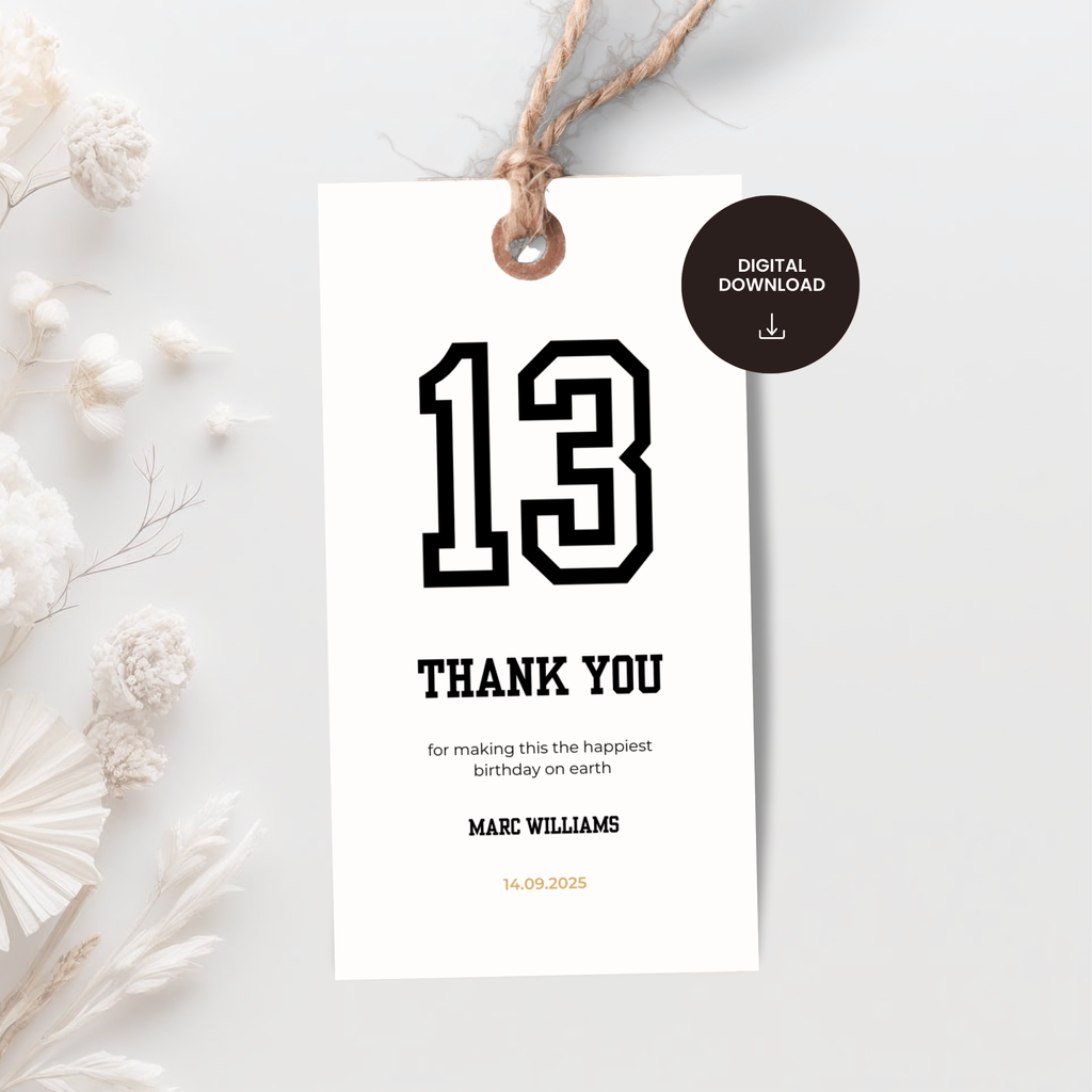 Minimal Sports Thank You Birthday Gift Tag