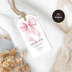 Pink Bow Thank You Gift Tag Girls