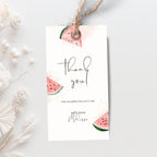 Favor tag template preview, editable in Canva, watermelon design