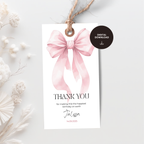 Pink Bow Thank You Gift Tag Girls