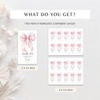 Pink Bow Thank You Gift Tag Girls