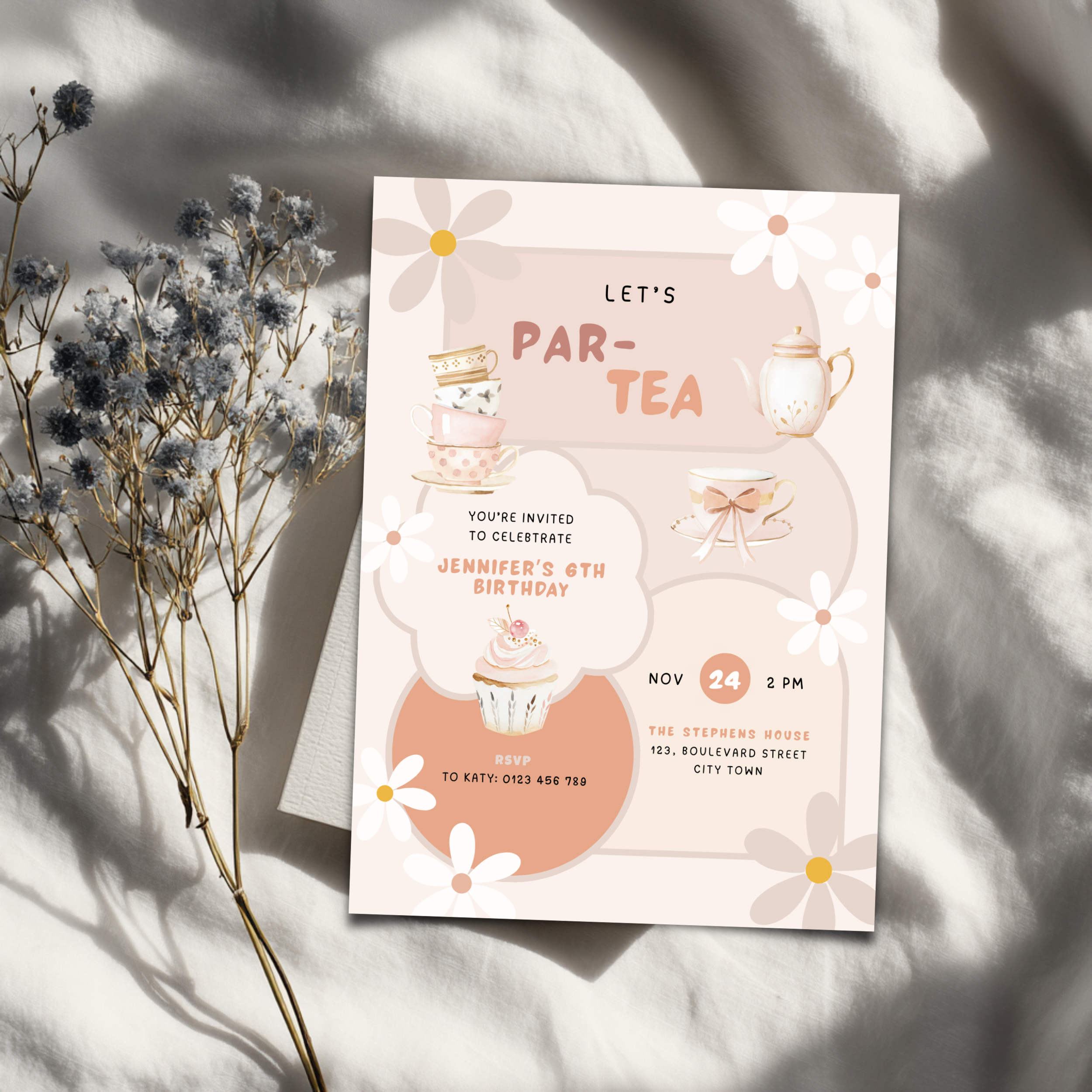 Tea Party Invitation Birthday Girls