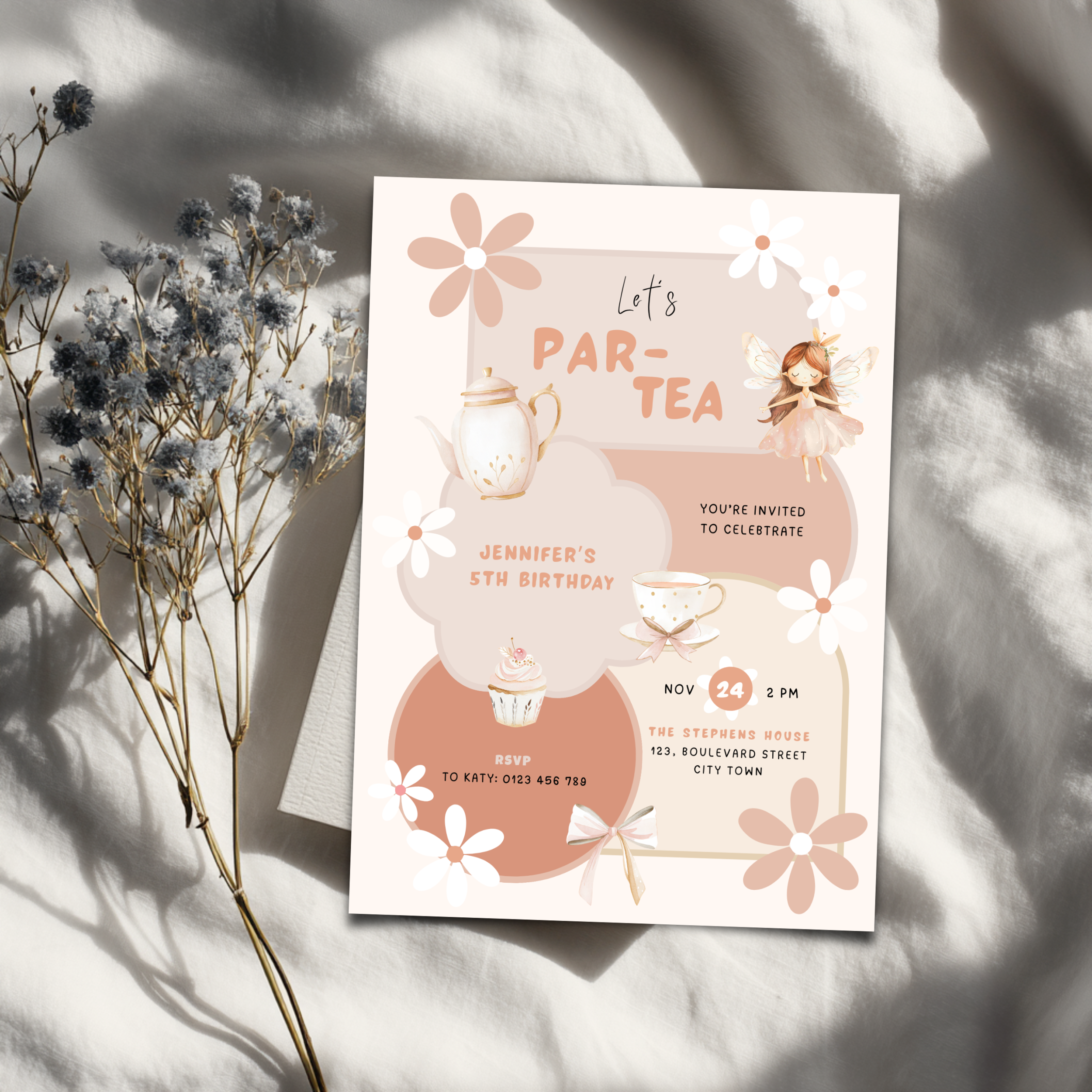 Princess Tea Party Invitation Birthday Girls