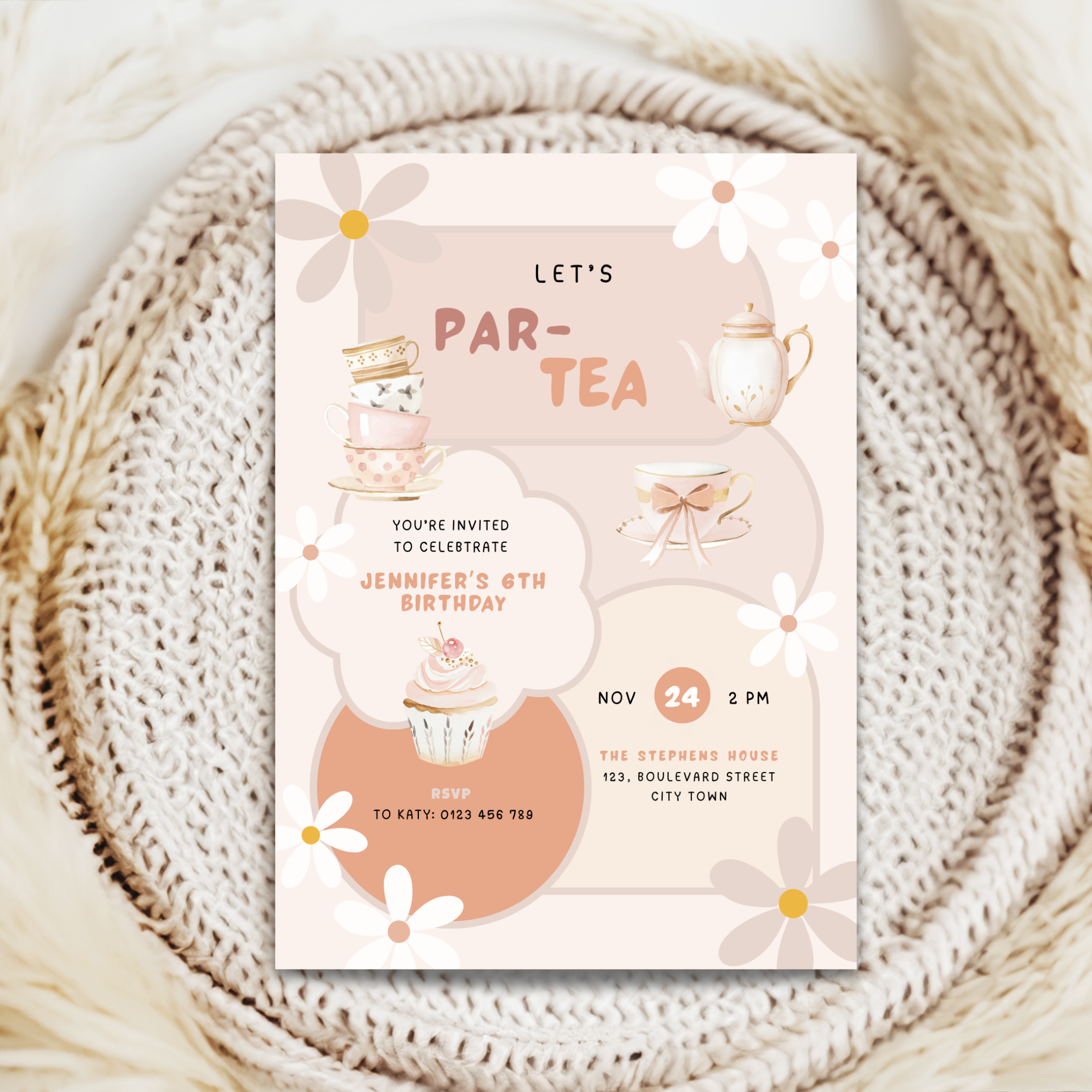 Tea Party Invitation Birthday Girls