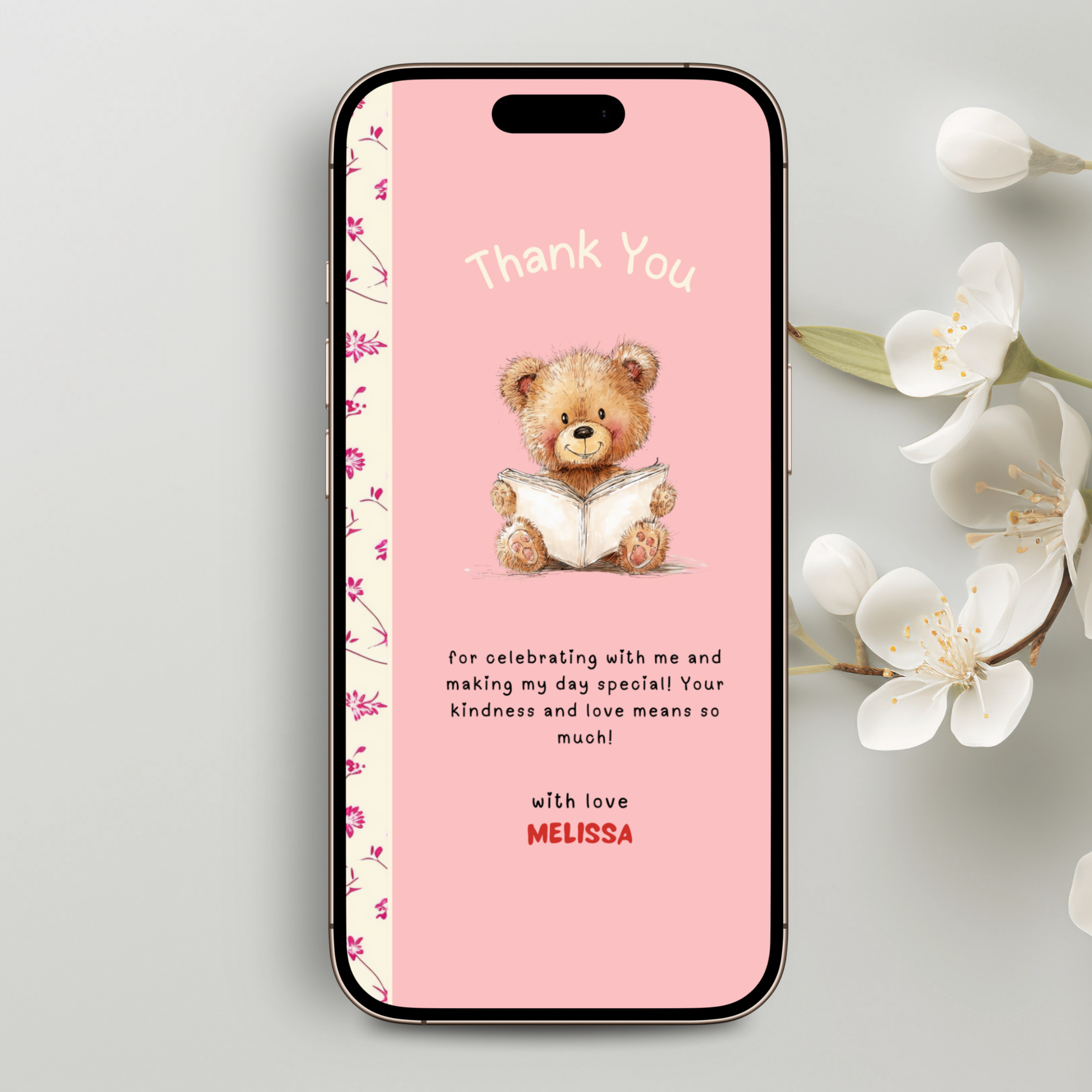 Pink One For The Books 1st Birthday Thank You eCard