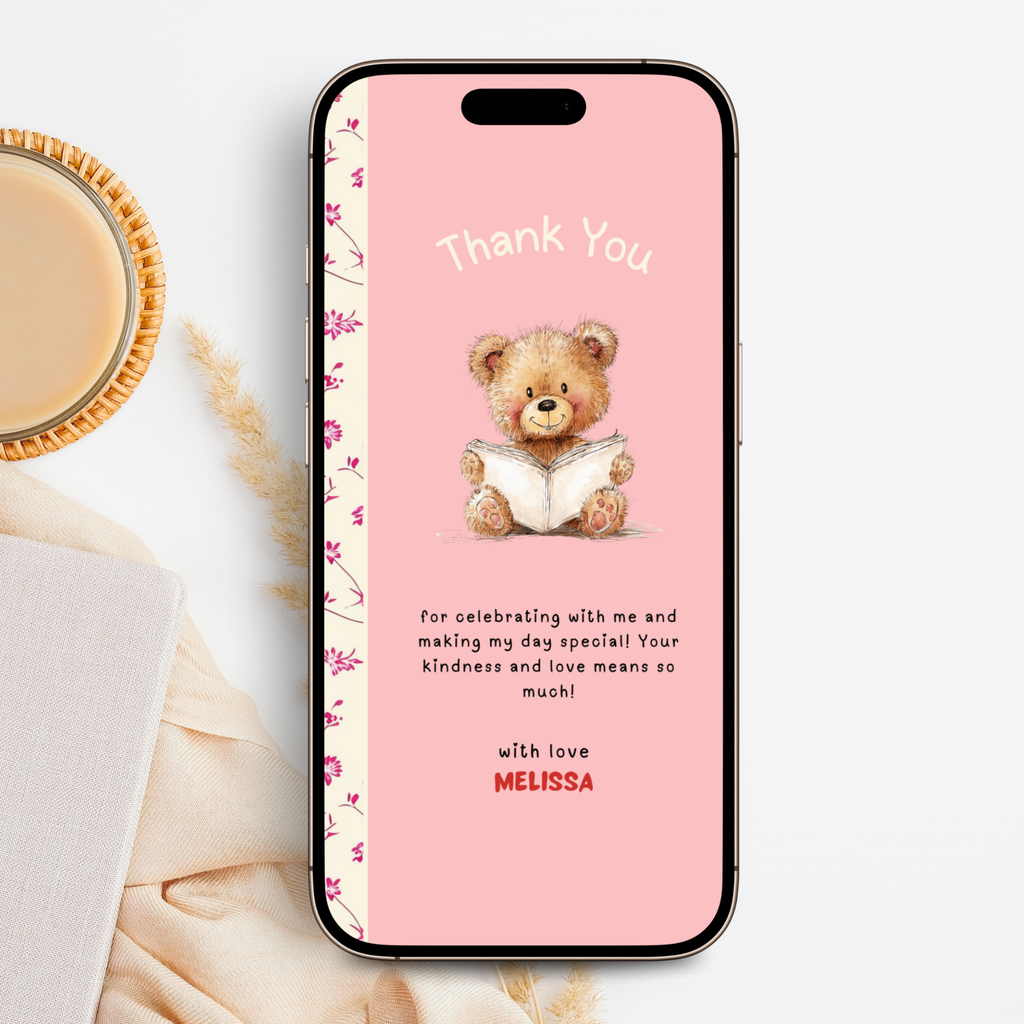 Pink One For The Books 1st Birthday Thank You eCard