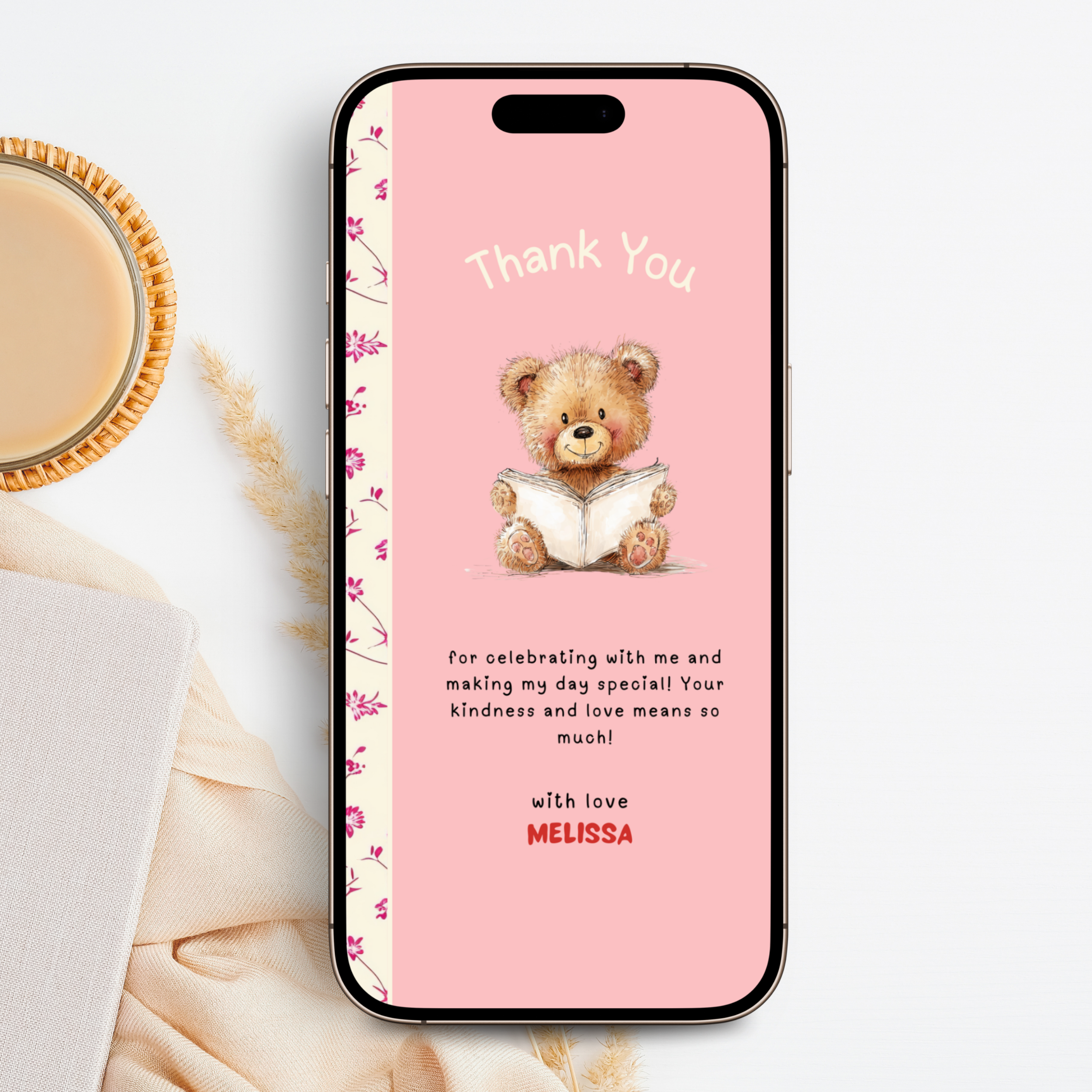 Pink One For The Books 1st Birthday Thank You eCard