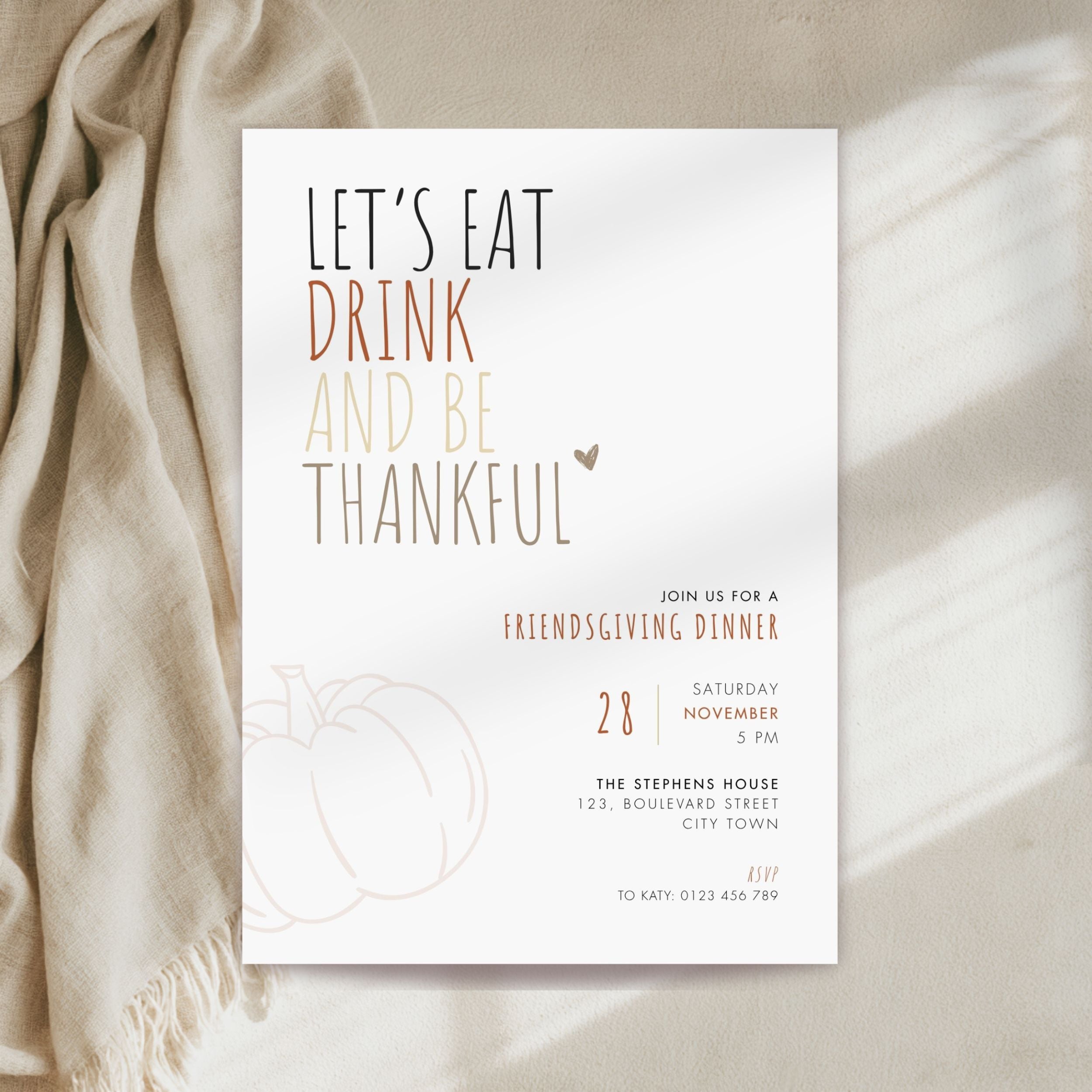 Friendsgiving Dinner Invitation Template