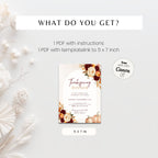 Orange Floral Thanksgiving Dinner Invitation Template