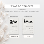 What you get: Friendsgiving invitation template with a phone-size version and a printable 5x7 card, editable in Canva