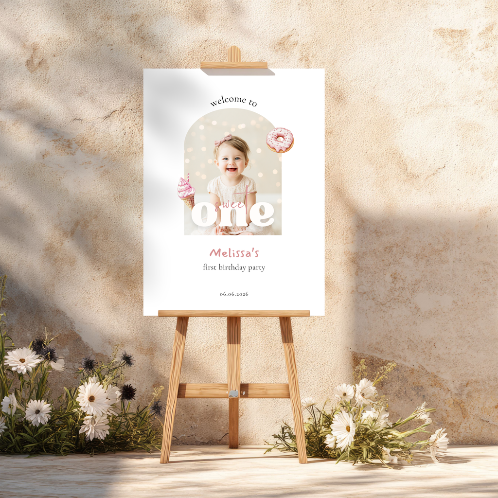 Photo Sweet One Birthday Welcome Sign Girls