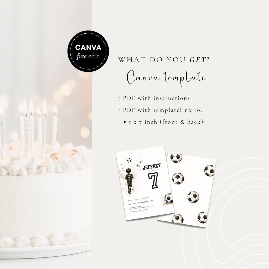 Soccer Sports 7th Birthday Invitation Boys
