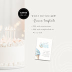 1st birthday invitation mockup showing what you get, blue sweet one theme