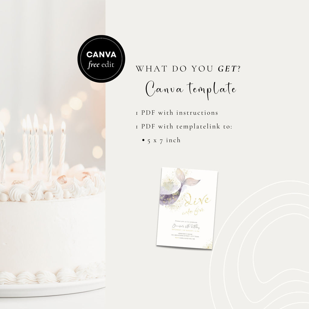 Dive into Five Mermaid Birthday Invitation Template