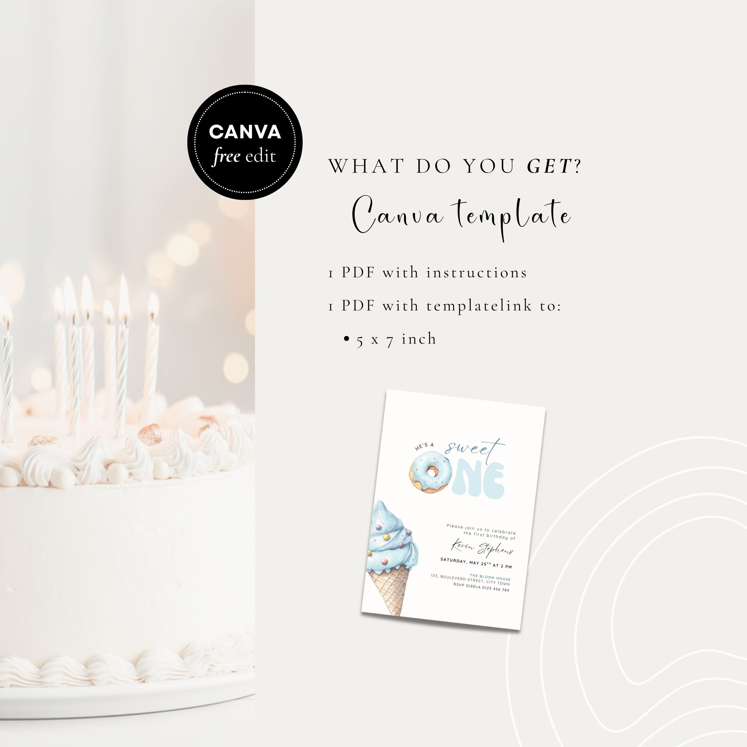 Blue Sweet One Birthday Invitation Template Boys