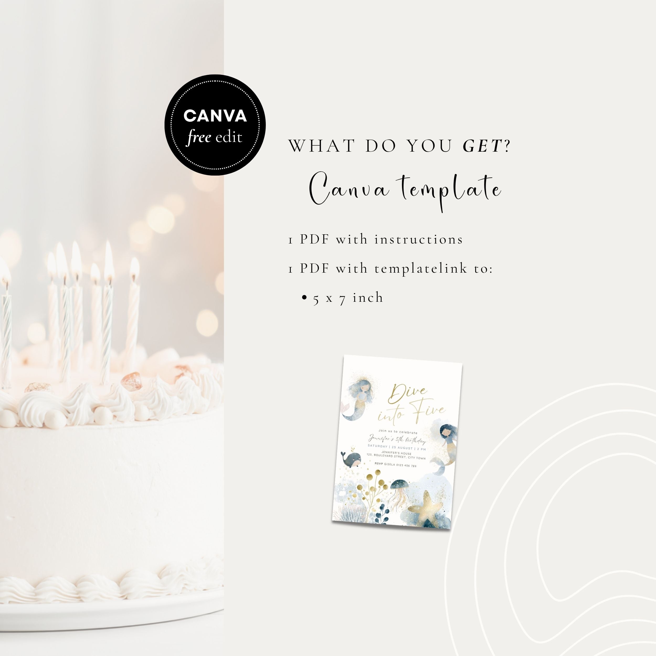 Dive into Five Mermaid Birthday Invitation Template Girls