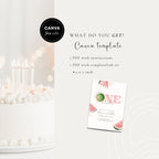 1st birthday invitation mockup showing what you get, melon theme