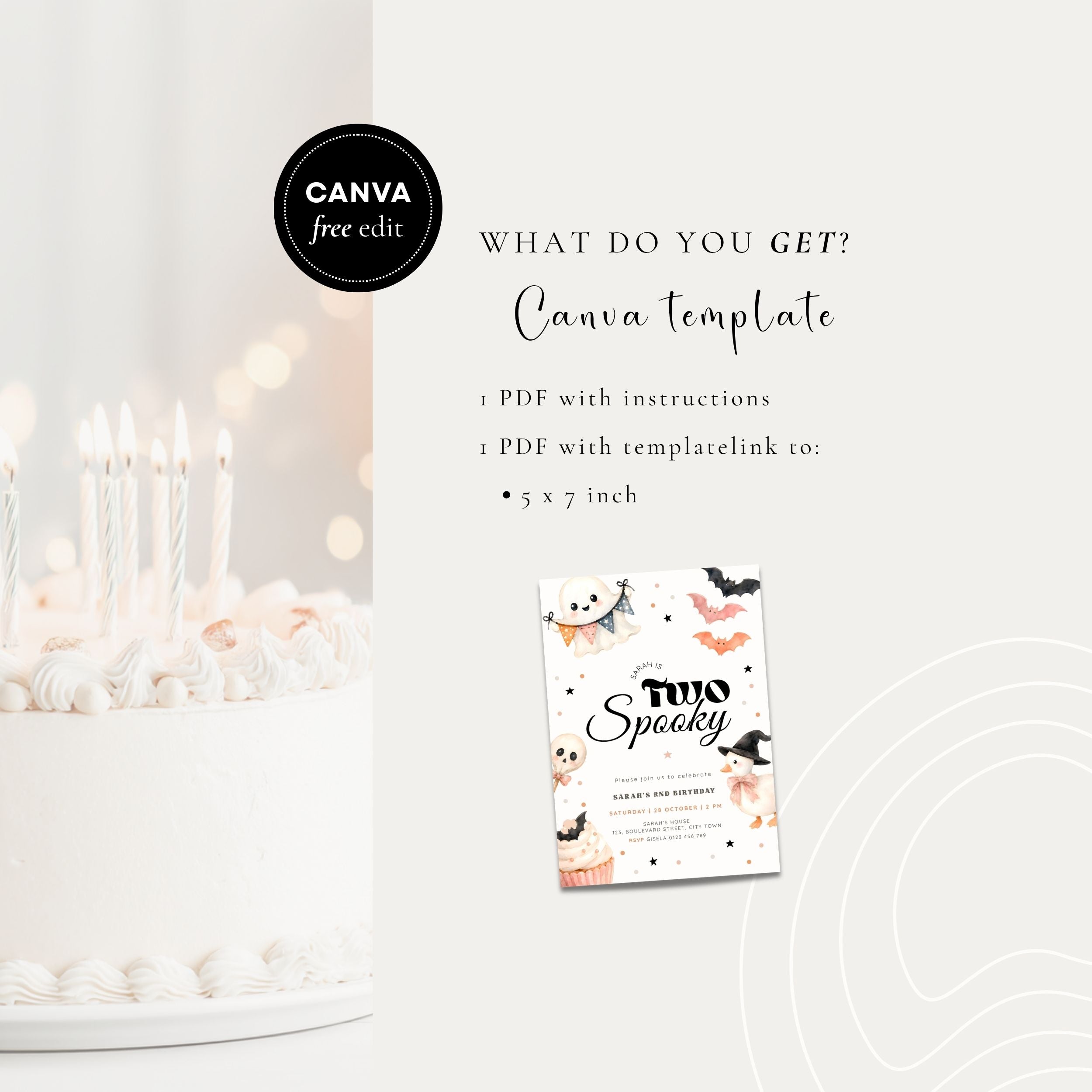 Halloween Two Spooky 2nd Birthday Invitation Template Girls