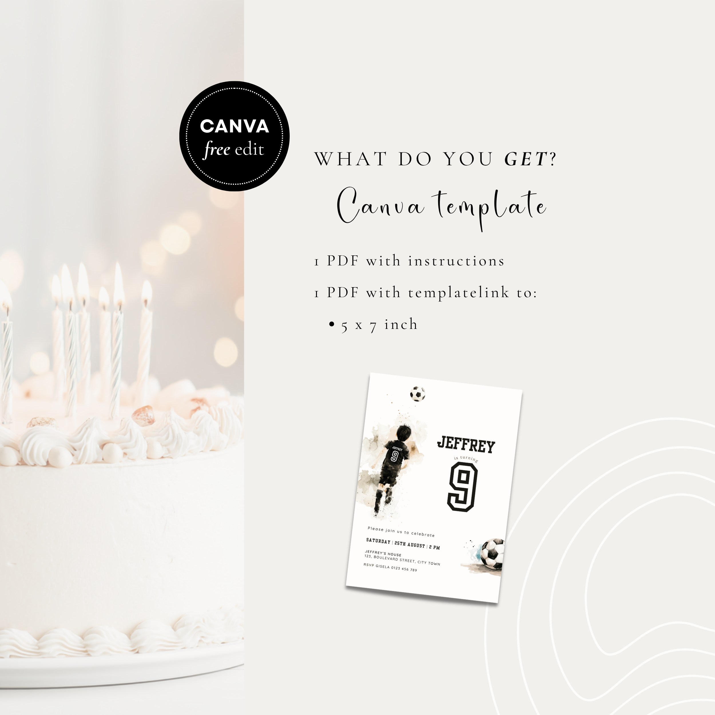 Soccer Sports 9th Birthday Invitation Template Boys
