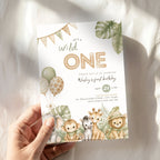 Brown Green Wild One 1st Birthday Invitation Template Boys – image 2
