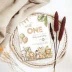 Brown Green Wild One 1st Birthday Invitation Template Boys – image 5