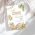 Brown Green Wild One 1st Birthday Invitation Template Boys – image 6